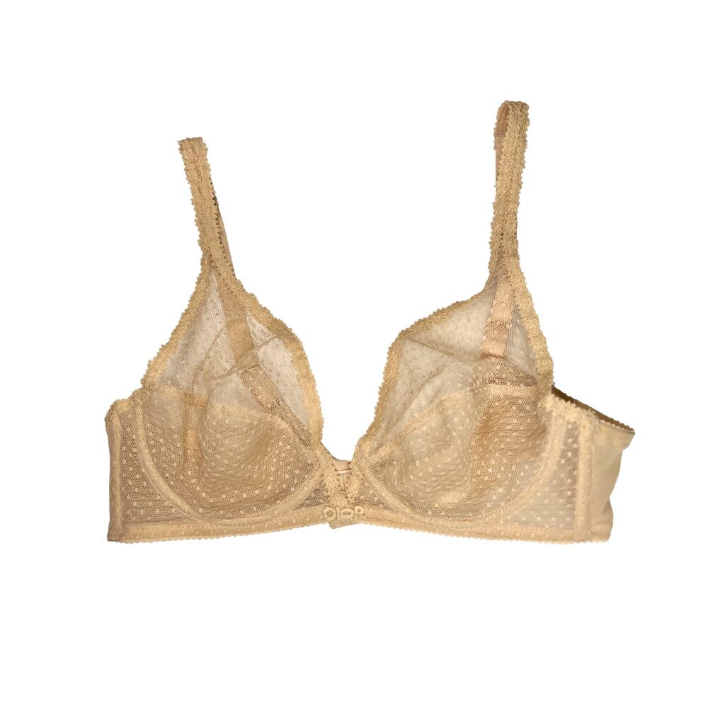DIOR Vintage US 30B / EU 65B Nude Sheer Lace Underwire Bra – 1990s